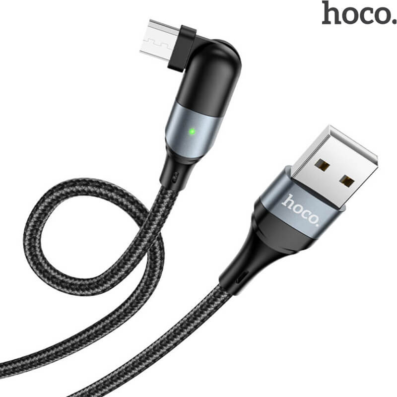 HOCO 2.4A Elbow Micro USB Charging Cable (1.2m) | U100 Orbit L Shaped Data Charger Cable