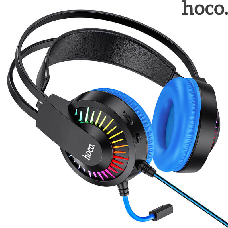 HOCO Gaming Headphones with Mic | W105 Joyful Series (USB+3.5mm) Blue