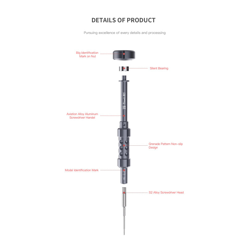 Qianli 2D Precision Grenade Style Metal Torx T2 Aluminium Alloy Screwdriver