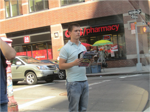 Dan in 2011 going door to door in NYC. 