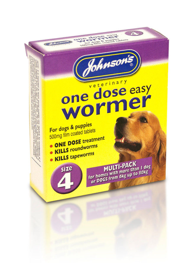 Johnsons One Dose Easy Wormer Dog Worm Worming Tablets Roundworm Tapew