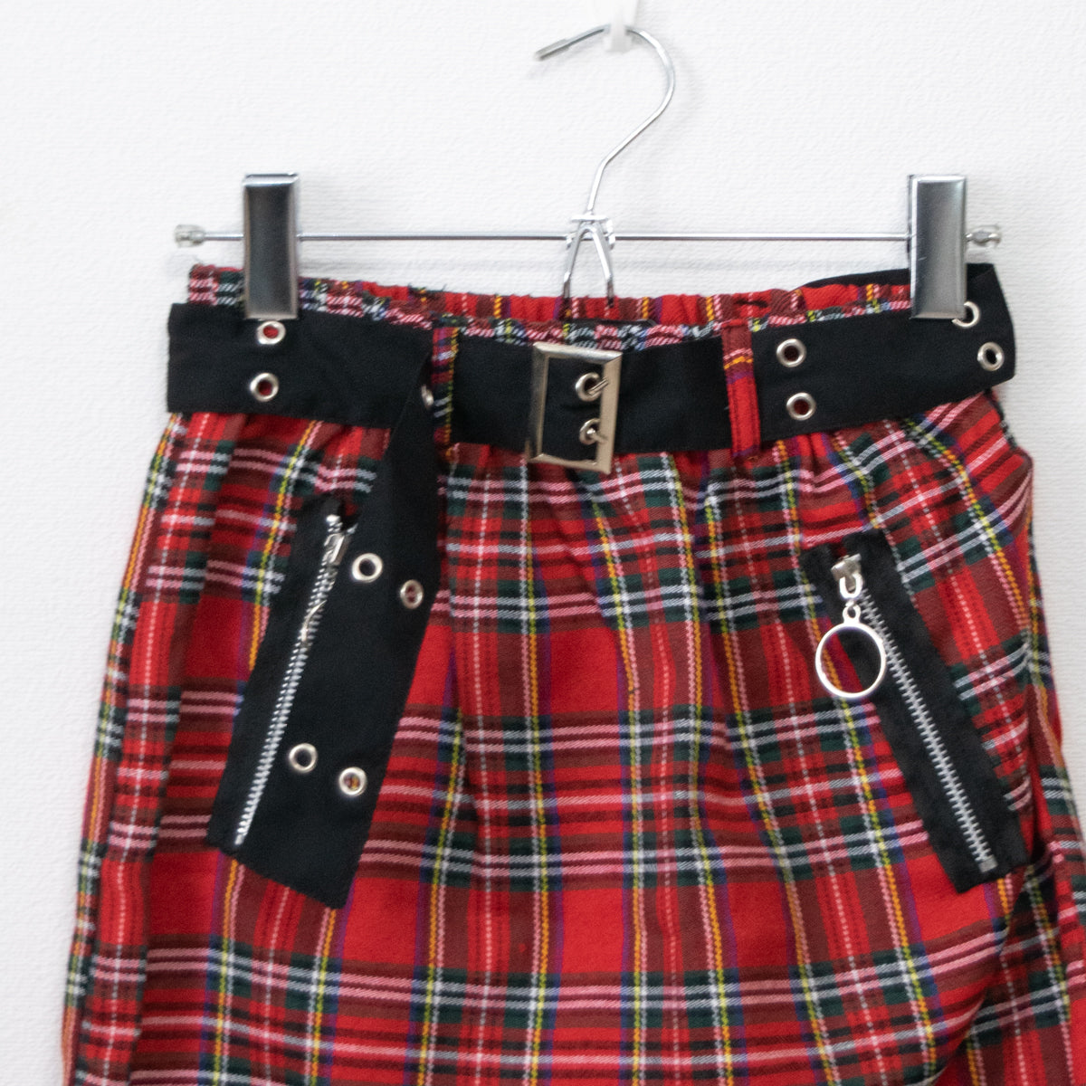 ACDC Rag Wing Heart Miniskirt Red Tartan Check - YOUAREMYPOISON