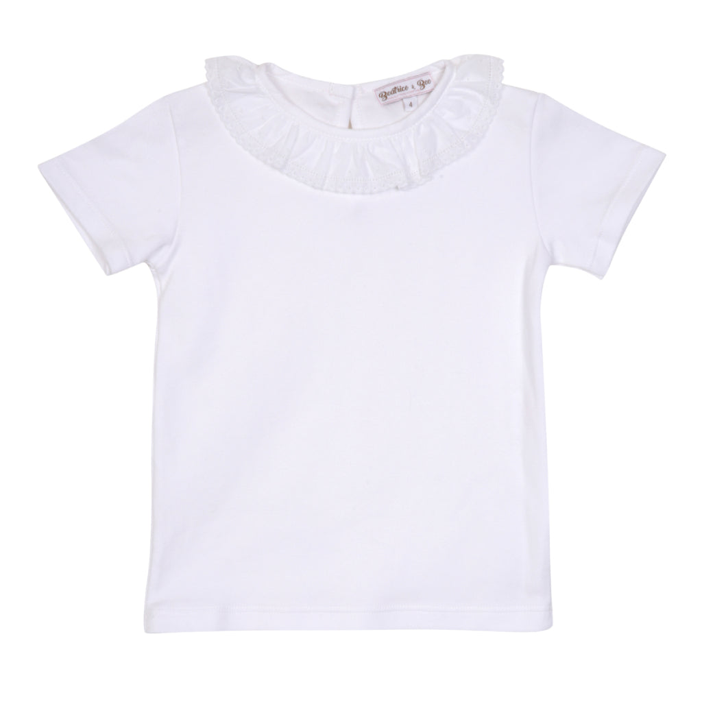 white shirt with frill collar