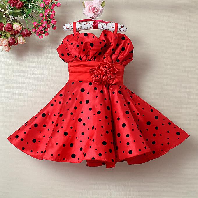 girls red spotty dress