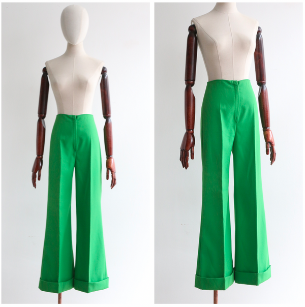 1960s Forest Green Wide Leg Pants Selected By Moons + Junes Vintage