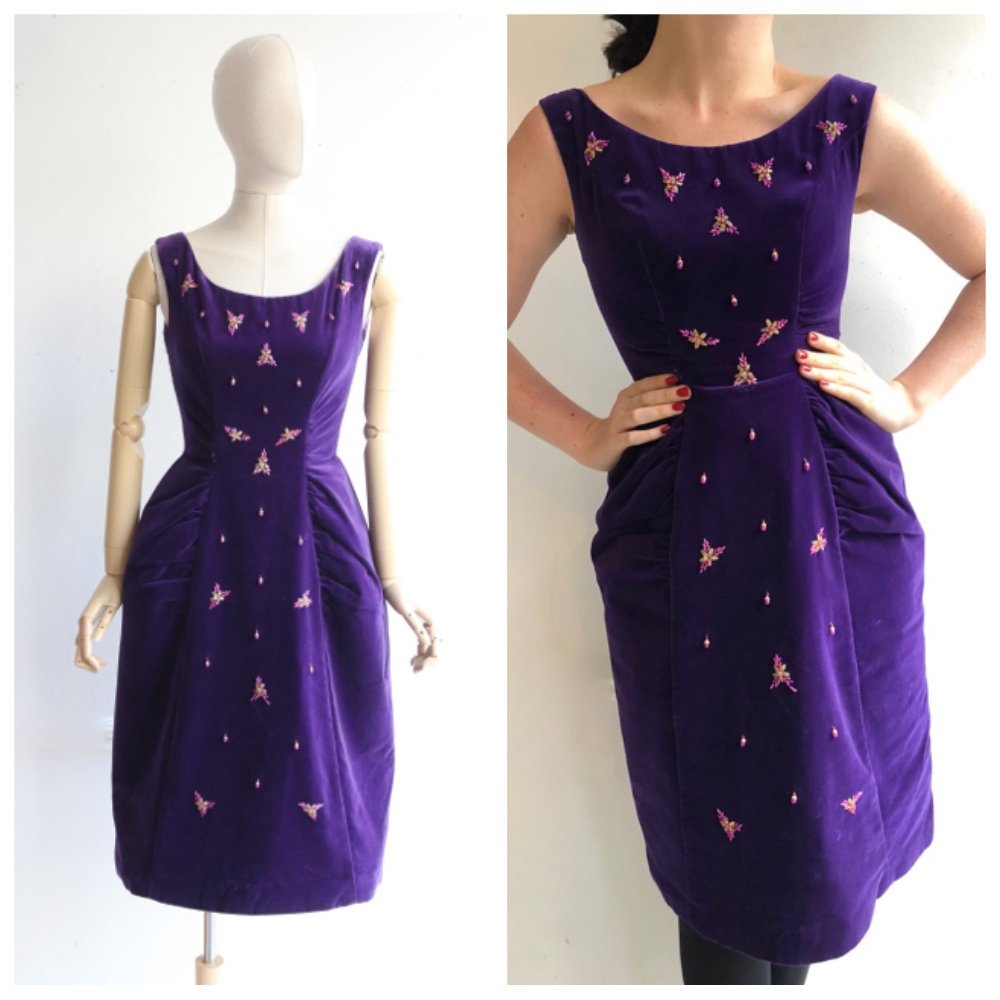 purple 1950s dress