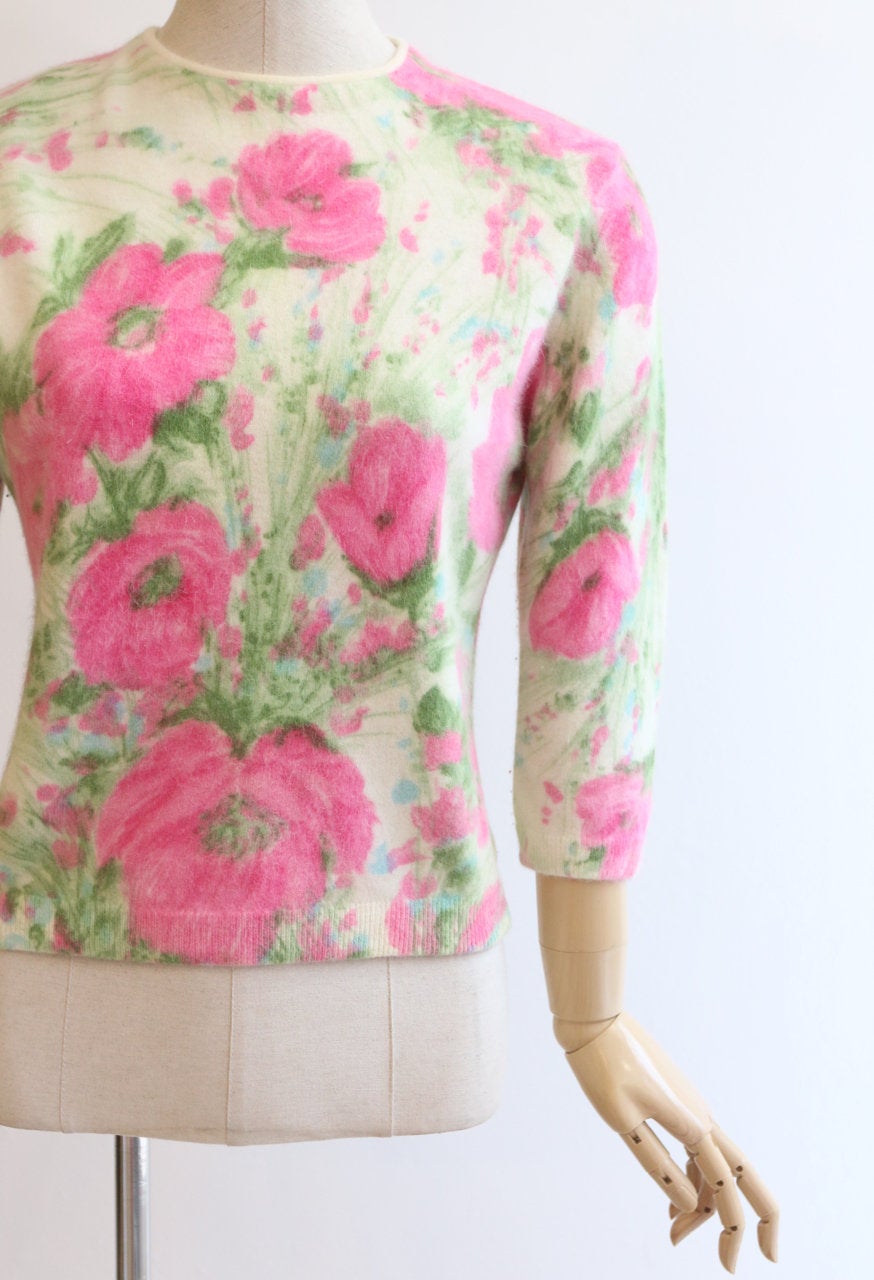 printed floral angora sweater