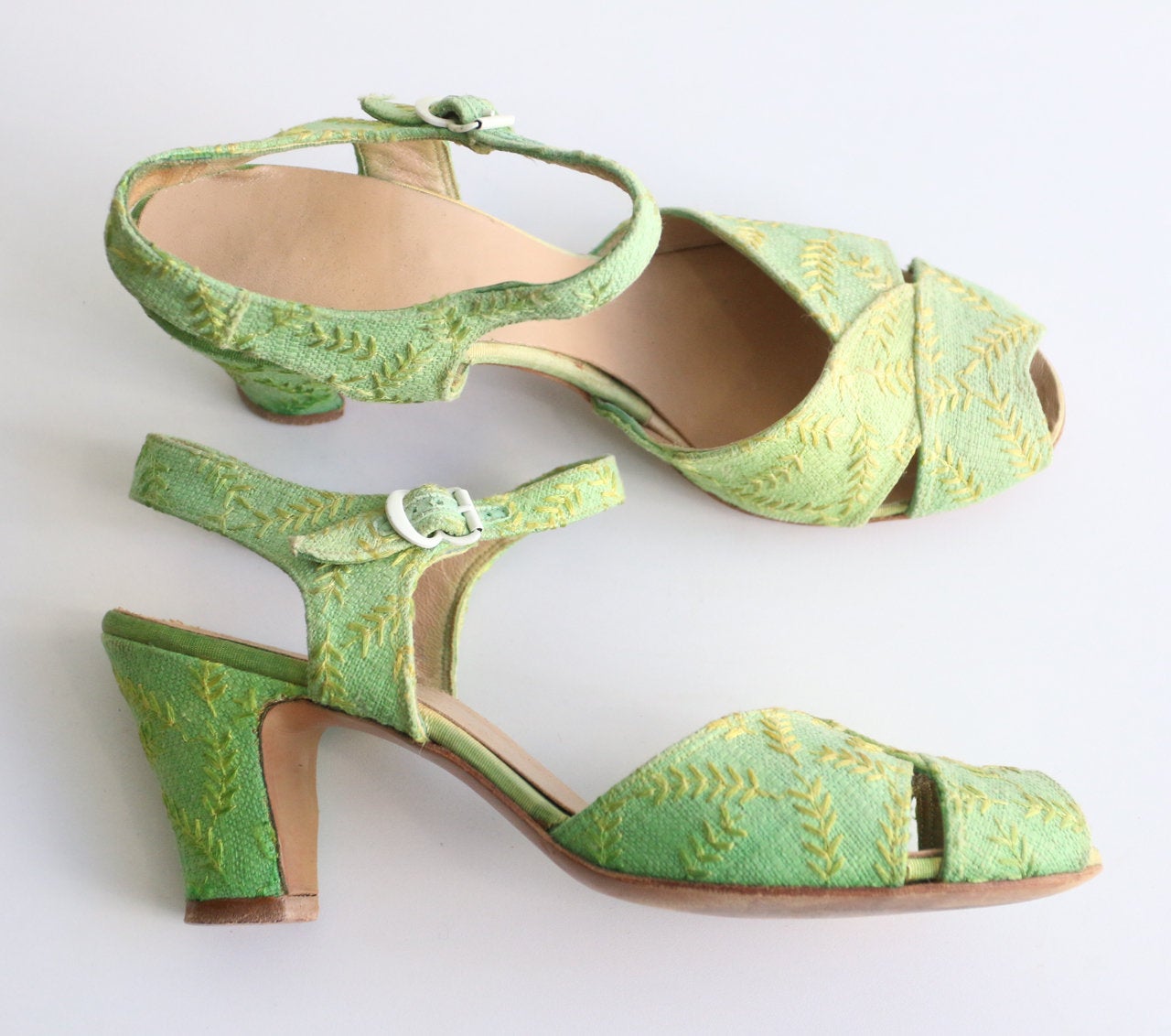 green heeled sandals uk