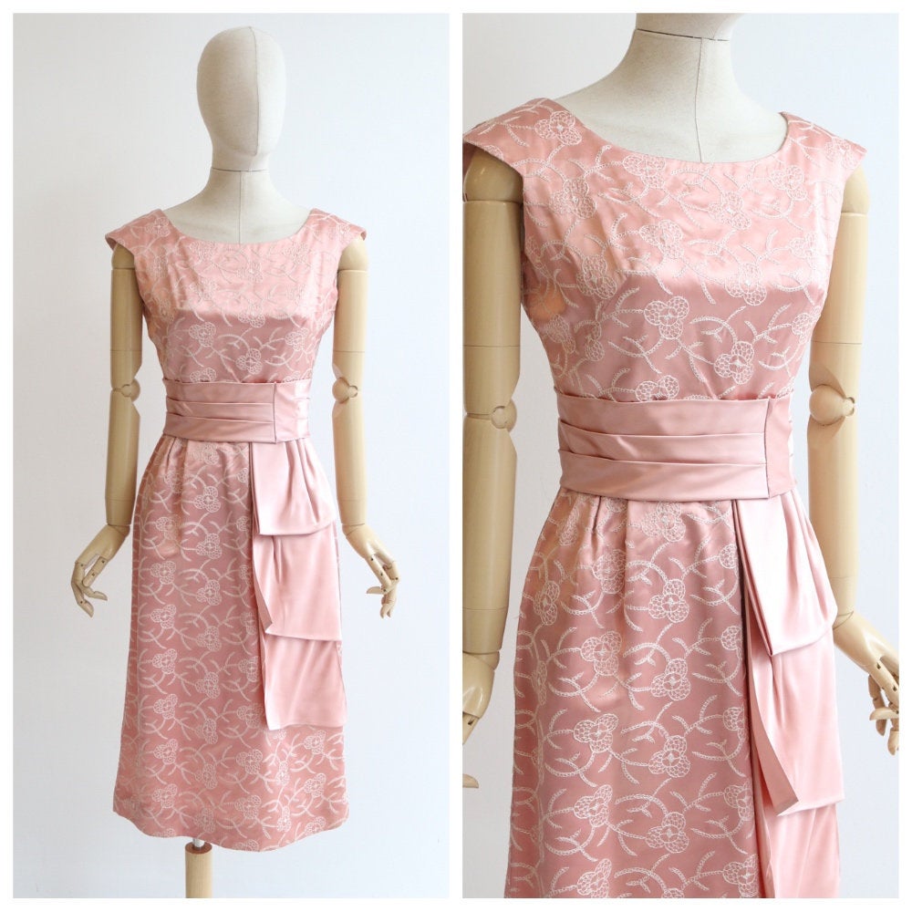 1950s floral embroidery lace dress