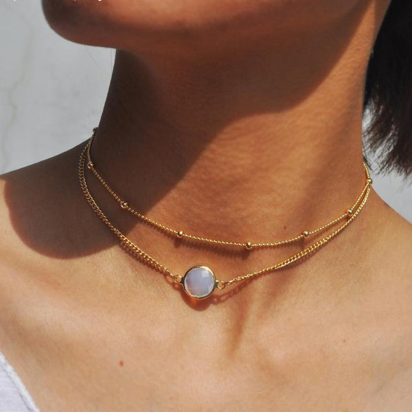 Opal stone pendant necklace – Neckly