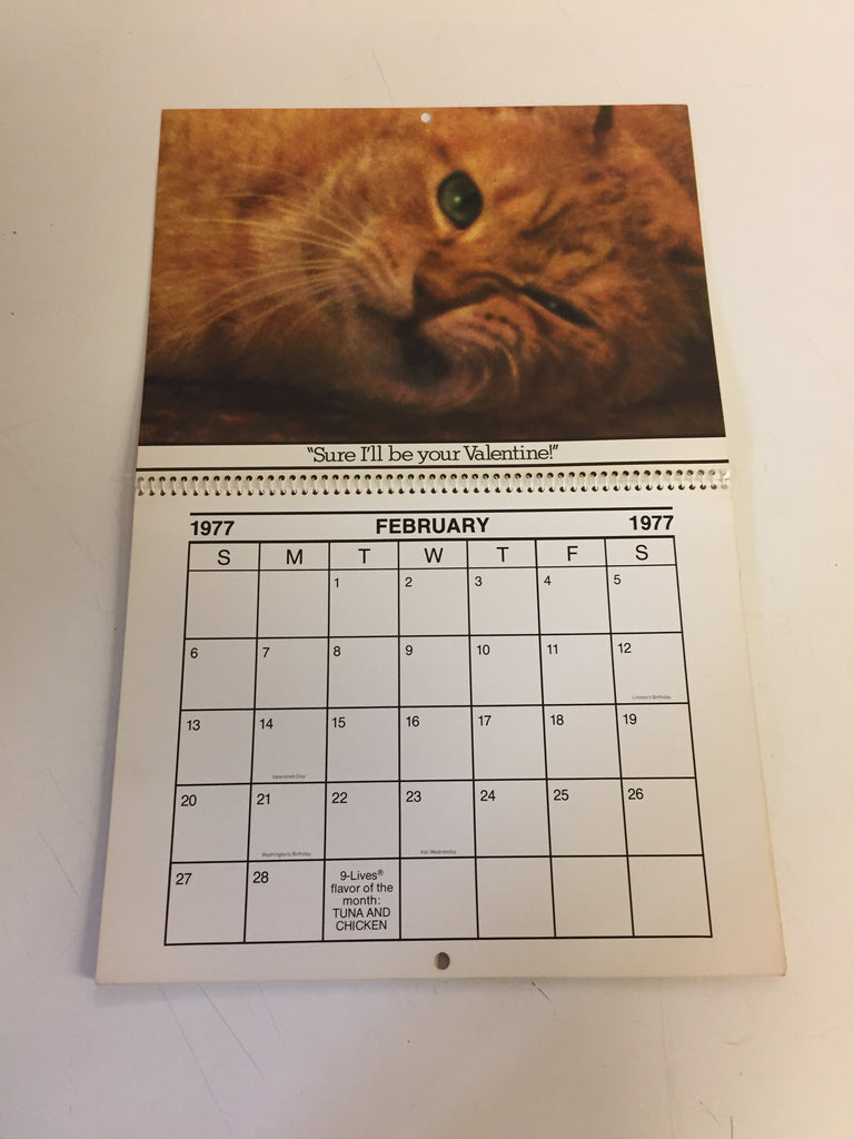 Vintage 1977 9Lives Presents THE MORRIS CALENDAR Morris The Cat Time