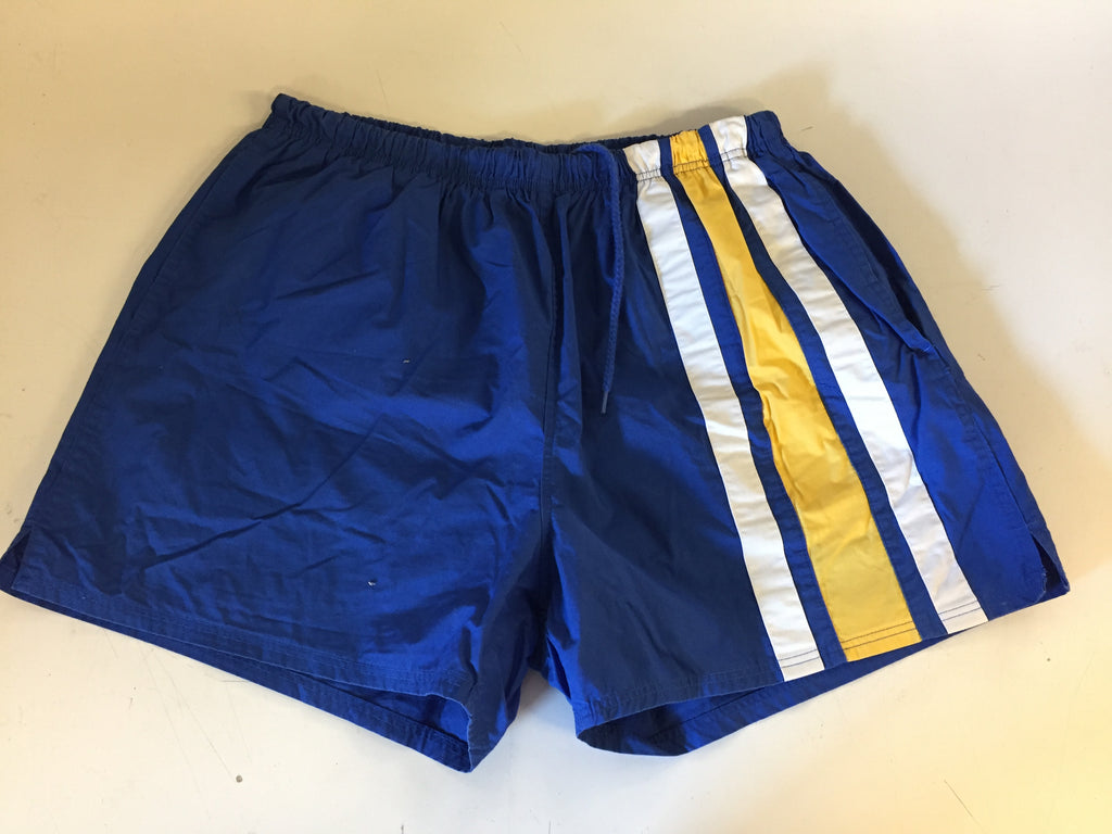 blue and yellow swim trunks