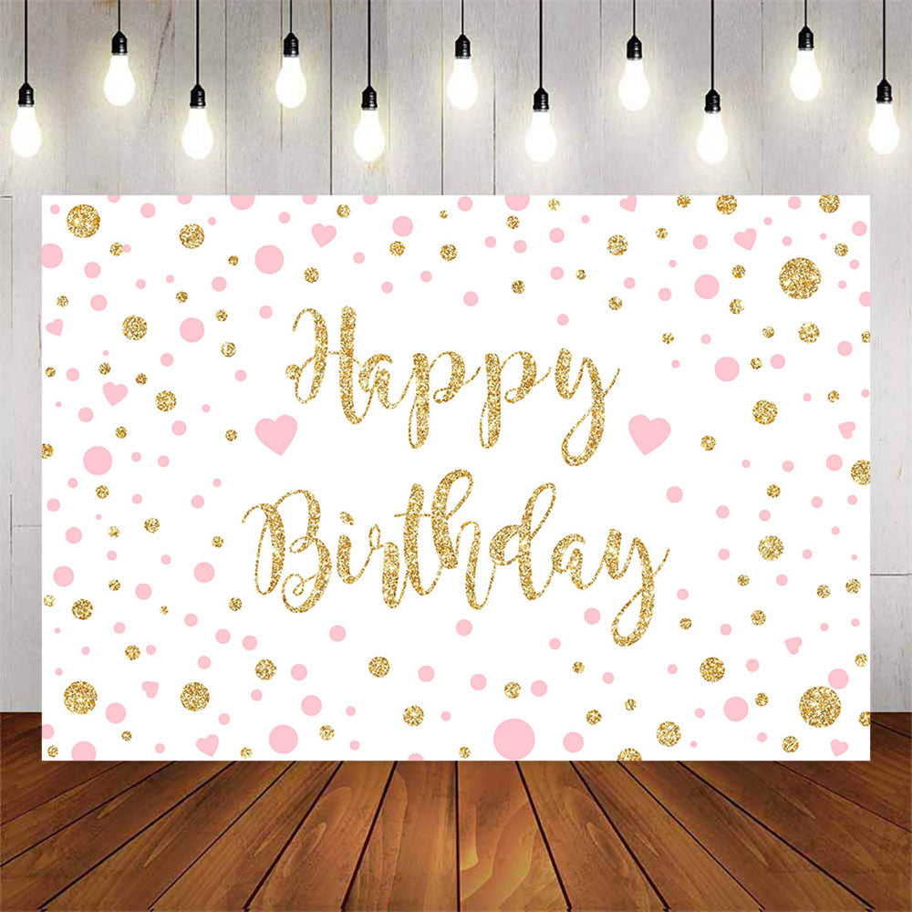 Mocsicka Pink and Golden Dots Happy Birthday Back Drops – Mocsicka Party