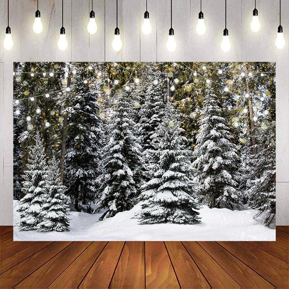 Mocsicka Snow and Forest Glowing Dots Photo Backdrop – Mocsicka Party