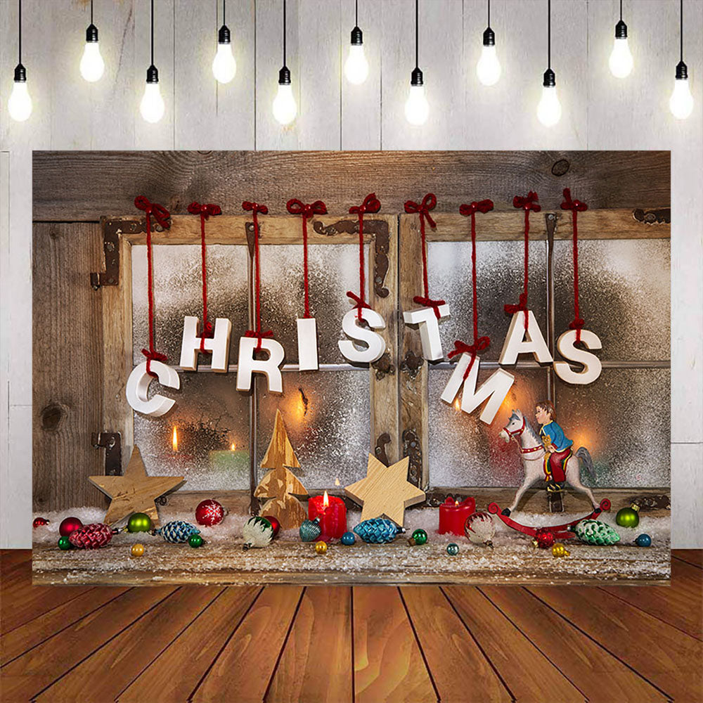 Merry Christmas Backdrop Pine Fireplace and Stockings Photo Background ...