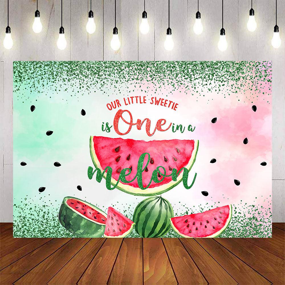 Mocsicka Our Little Sweetie is One in a Melon Happy Birthday Backdrop ...