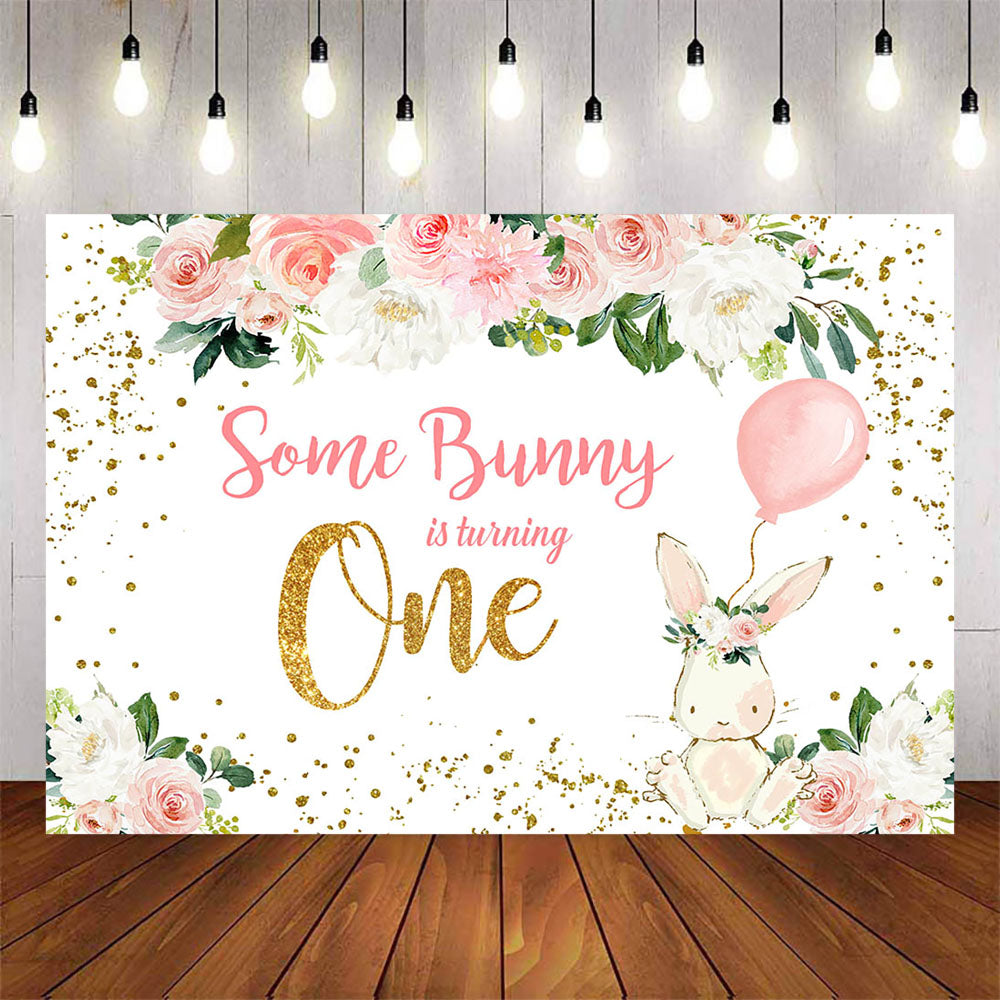 Mocsicka Little Bunny And Flowers Birthday Backdrop – Mocsicka Party