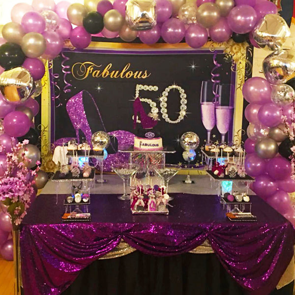 Diamonds 50th Birthday Party Supplies Champagne and High Heels backdrop ...