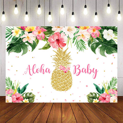 Mocsicka Gold Pineapple Aloha Baby Shower Party Banners