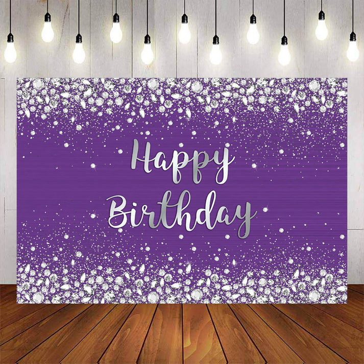 Mocsicka Purple Background and Diamonds Happy Birthday Banners ...