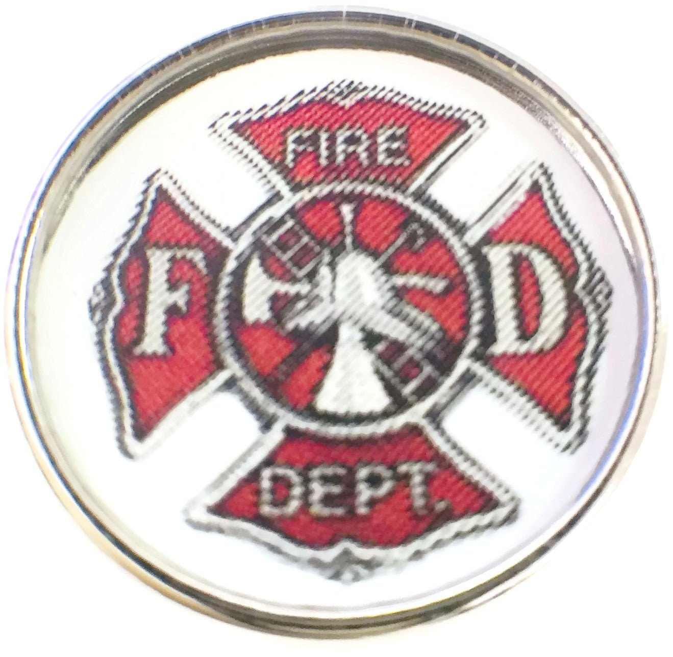 Thin Red Line Fire Department Badge Support For Firefighters 18MM - 20MM Snap Charm