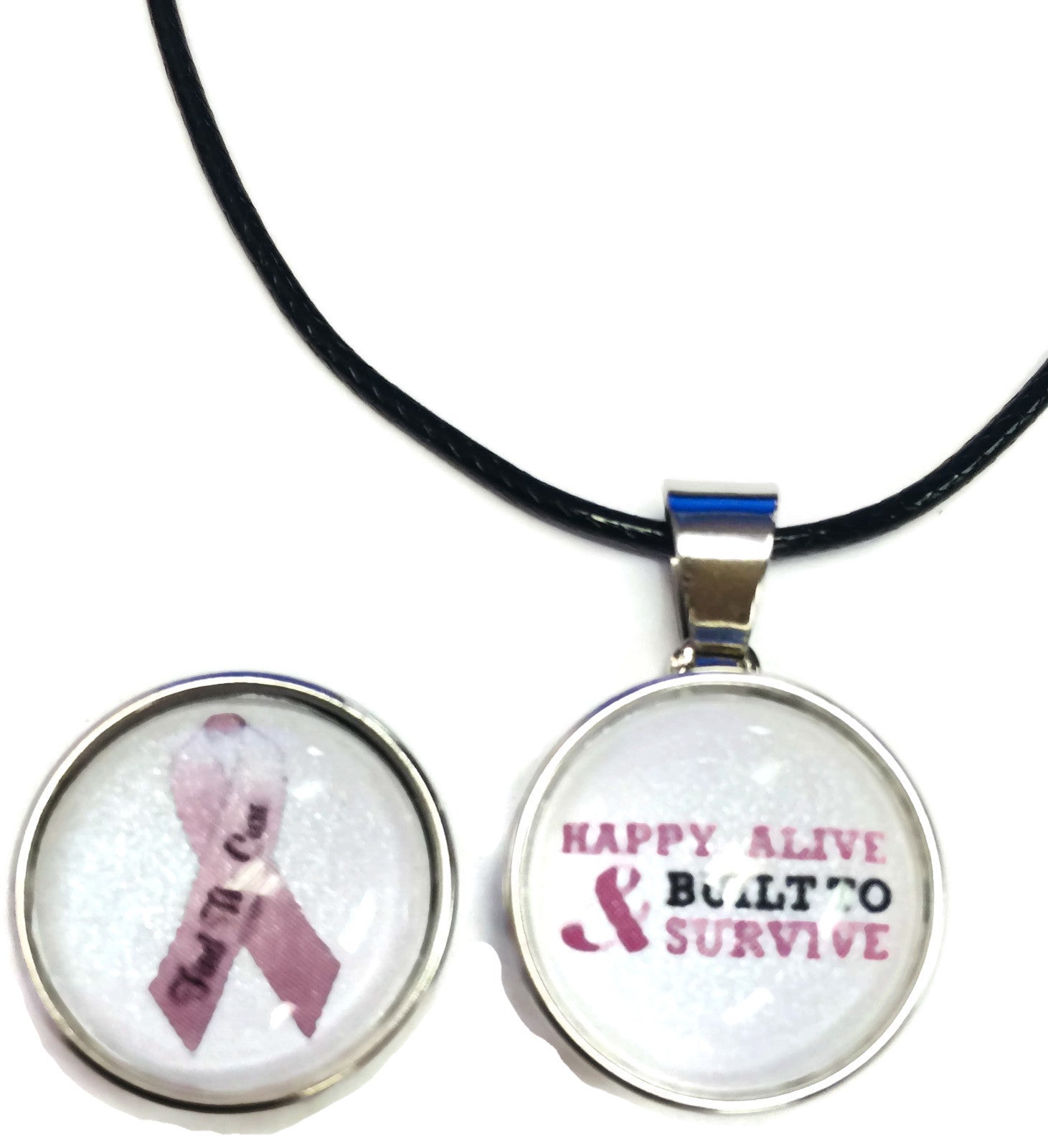 Find The Cure Built To Survive Breast Cancer Awareness Hope For Cure Pendant Necklace  W/2 18MM - 20