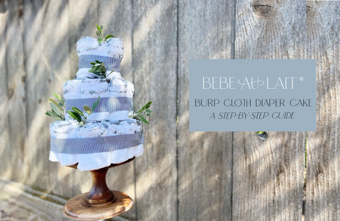diaper cake made of burp cloths from bebe au lait