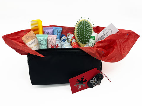 Care kit basket full of toiletries useful for struggling families