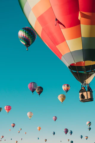 Colorful hot air balloons in the sky