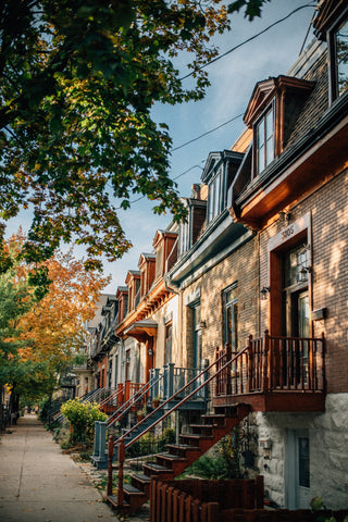 A neighborhood street in Montreal during autumn