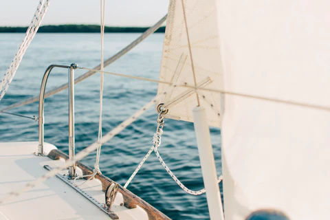 Close up view of some sailboat rigging