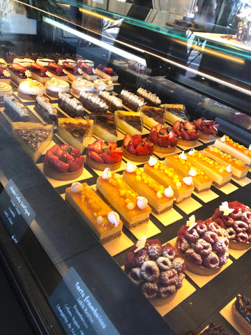 Mouthwatering French pastries in a display case in Saint Martin