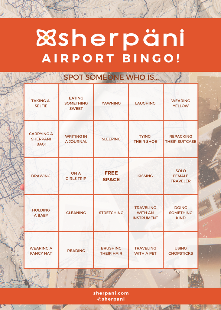 Sherpani Airport People-Watching Bingo Card