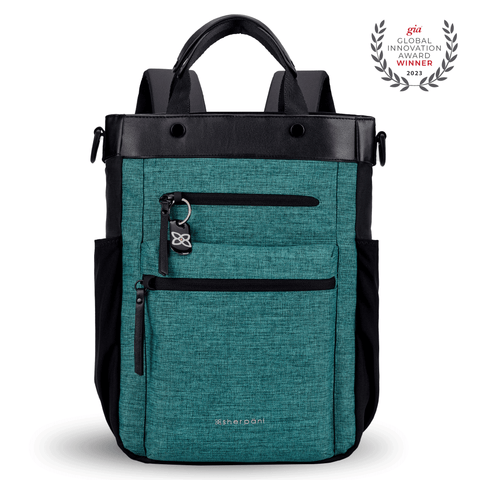 Sherpani convertible travel bag, the Soleil in Teal, won the Global Innovation Award in 2023