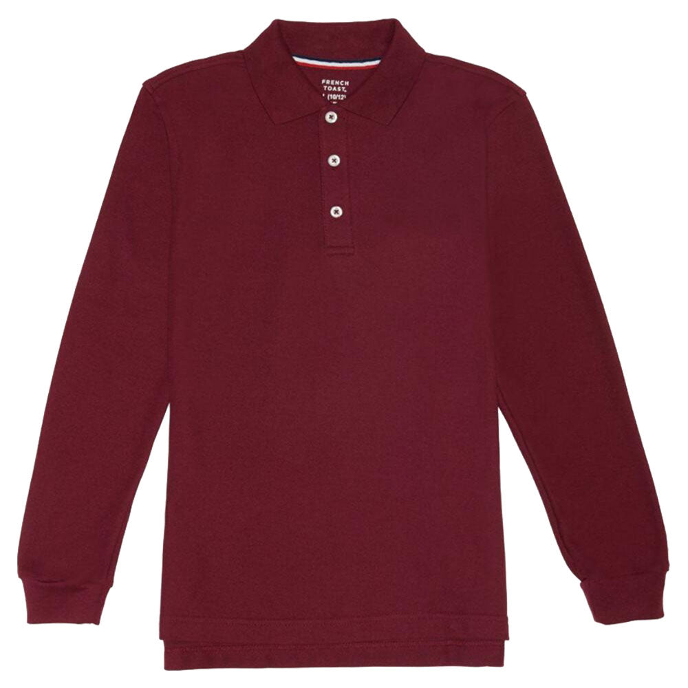 Long Sleeve Pique Polo Shirt - Boys - Burgundy – Kids For Less