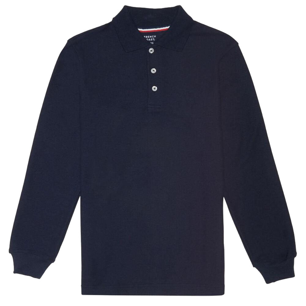 Long Sleeve Pique Polo Shirt - Boys - Navy – Kids For Less