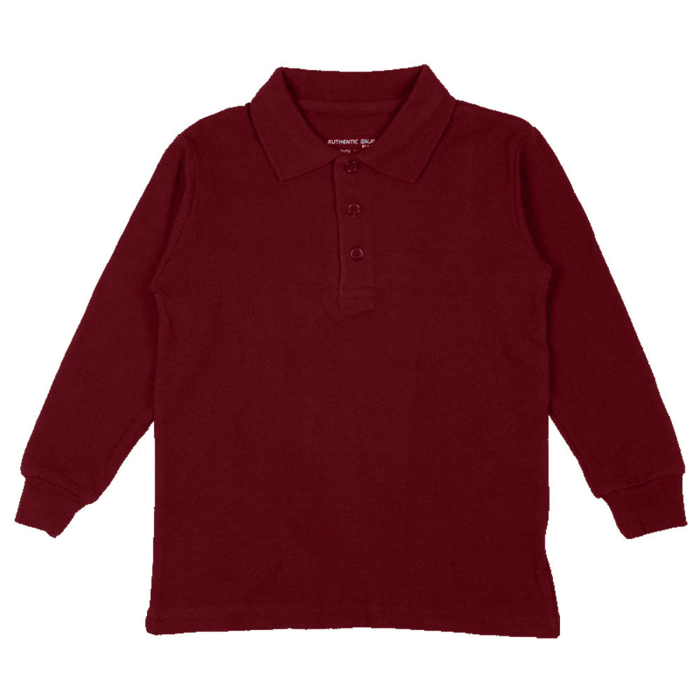 Long Sleeve Pique Polo Shirt - Boys - Burgundy – Kids For Less