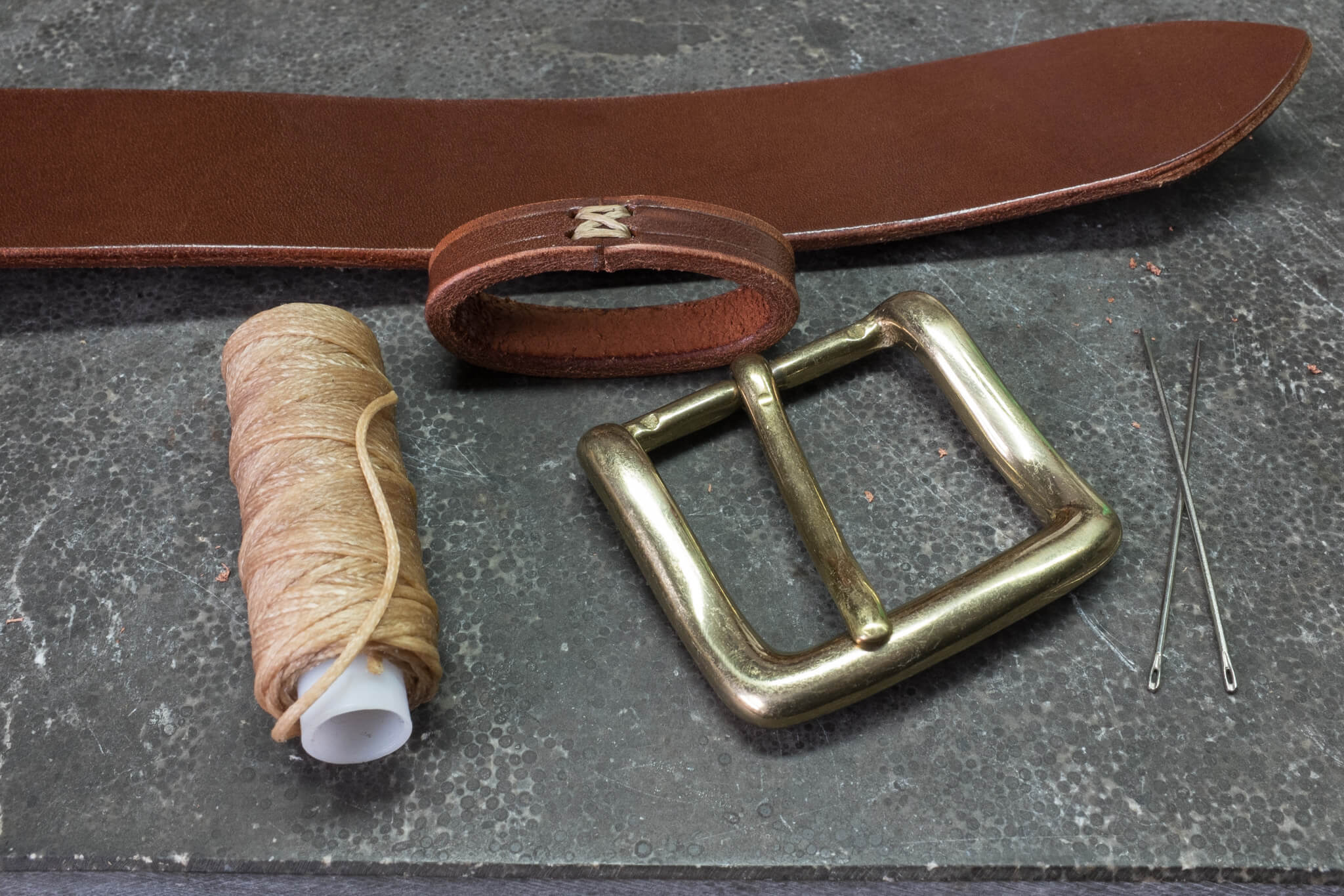 Solid brass buckle will complete this belt.