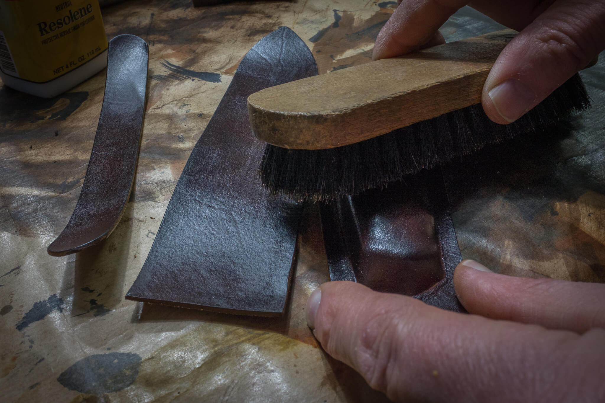 Buffing for some extra shine | Duke & Sons Leather