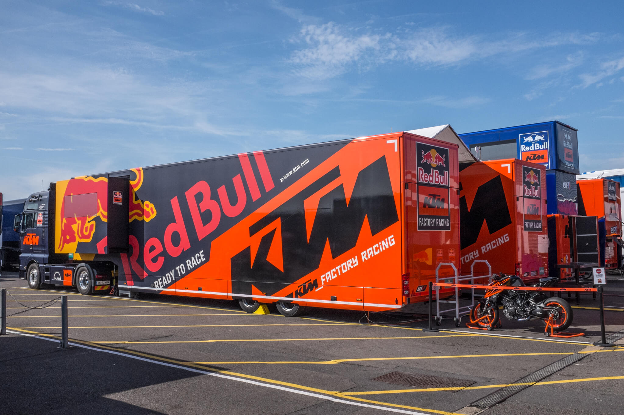 The Red Bull KTM trucks at Silverstone MotoGP 2019 Paddock