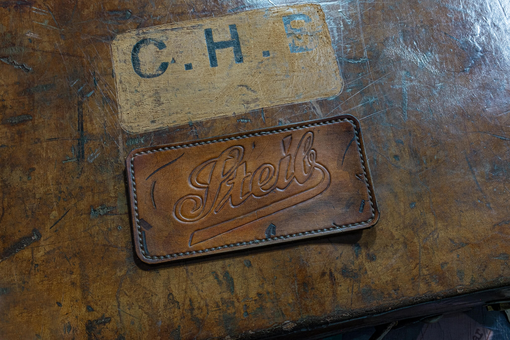 The finished STeib logo patch | Duke & Sons Leather