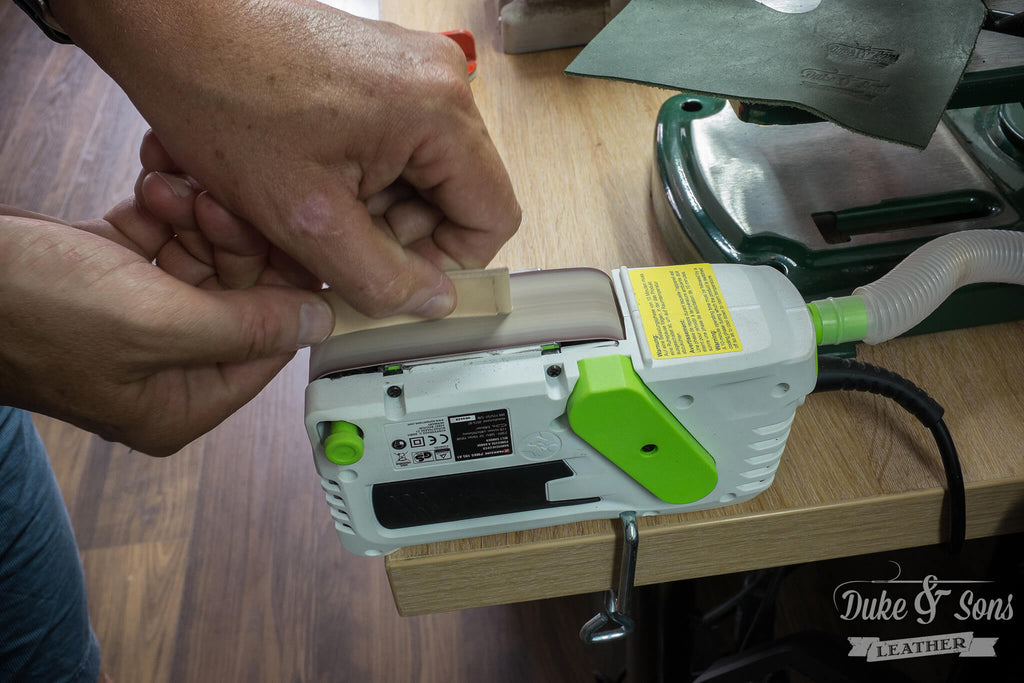 sanding the straps for a perfect shape and nice edge