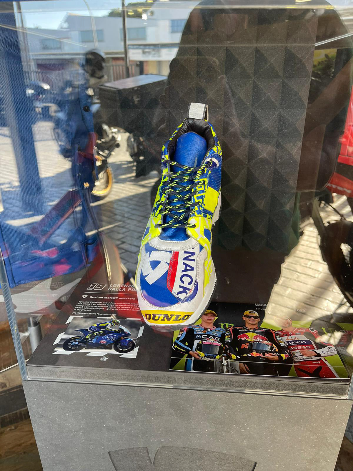 The MotoGP Astro sneaker on display at a dealer | Duke & Sons Leather