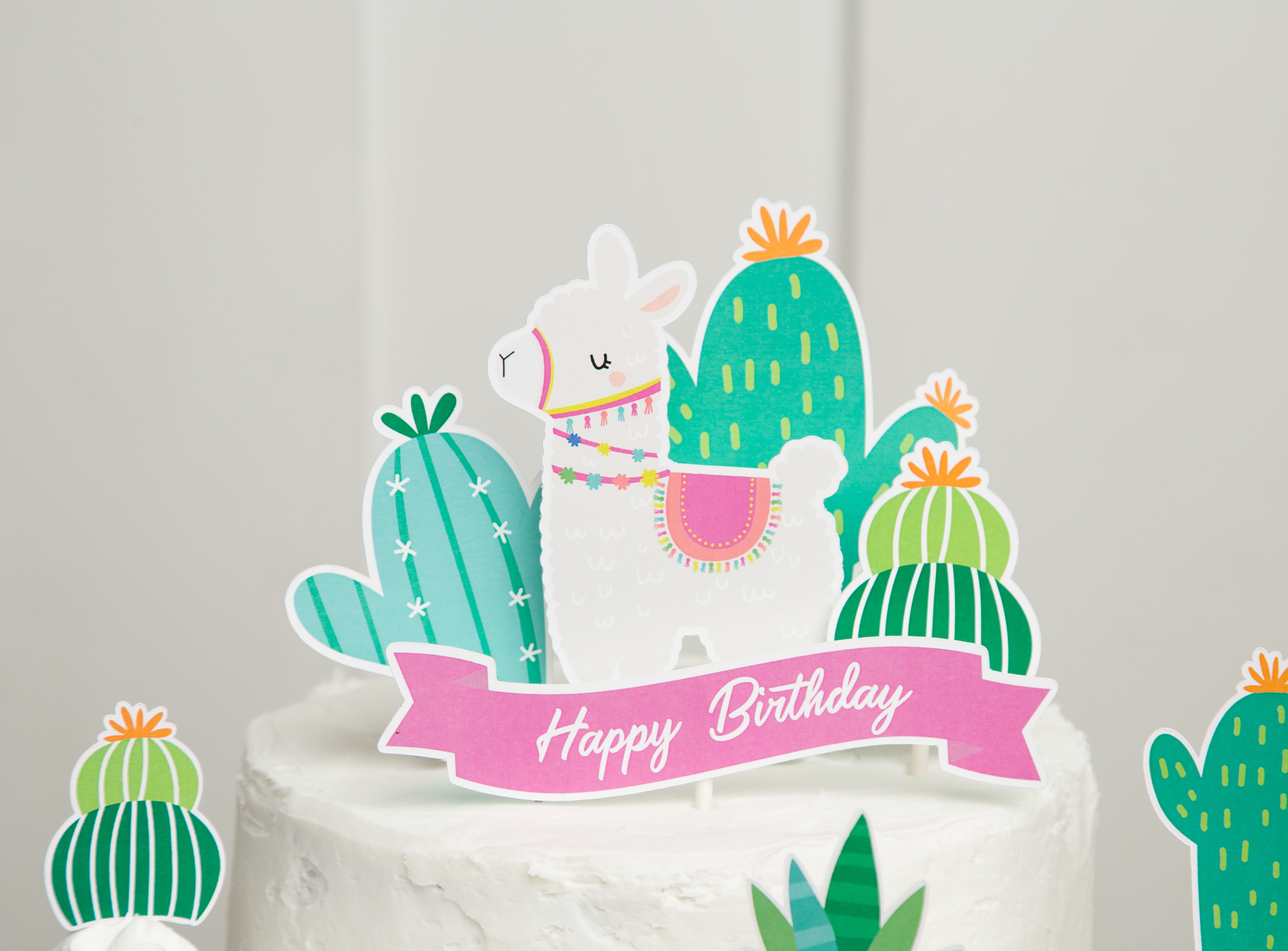 llama cake topper llama party cactus toppers partyinapinch