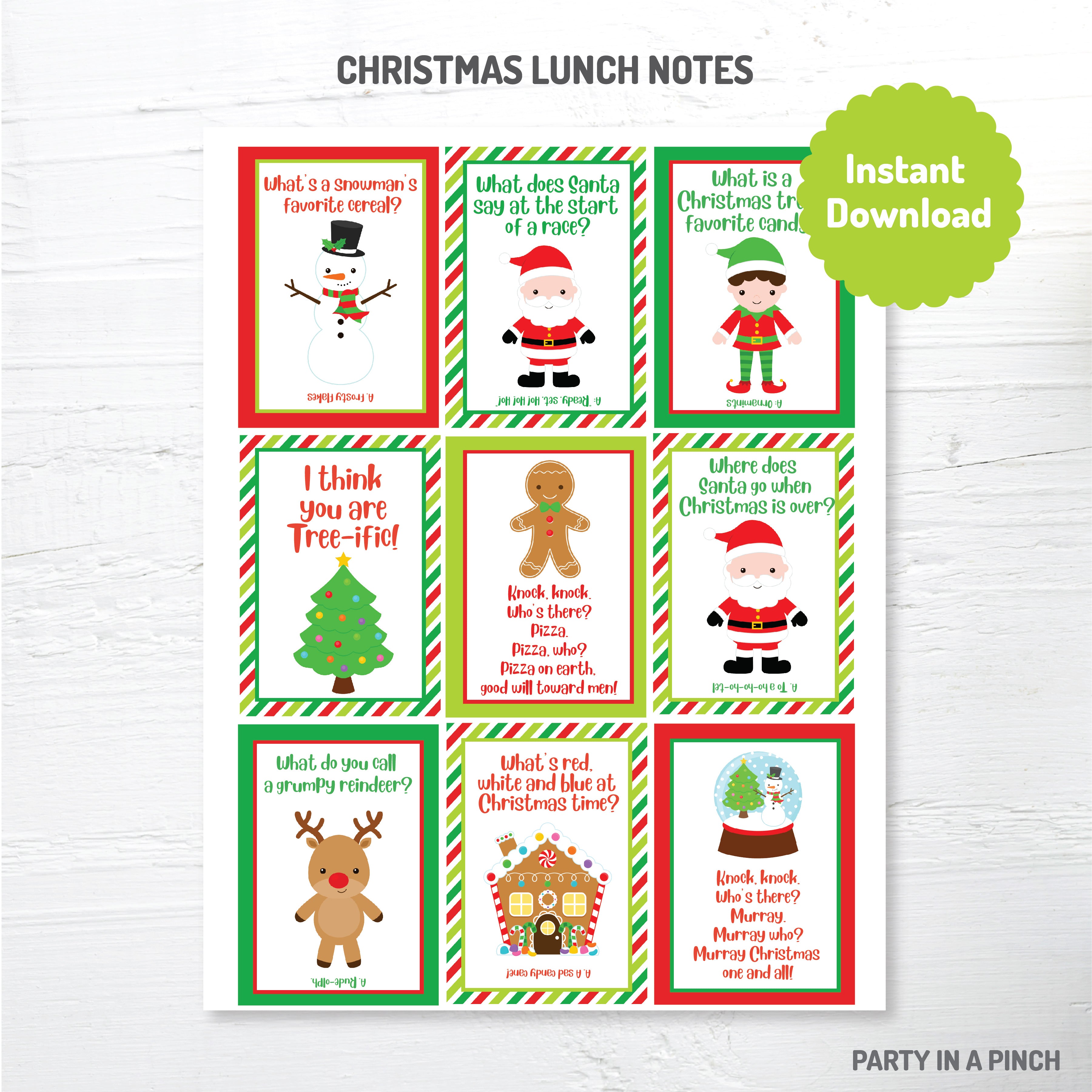 Christmas Lunch Box Notes| Instant Download – Partyinapinch