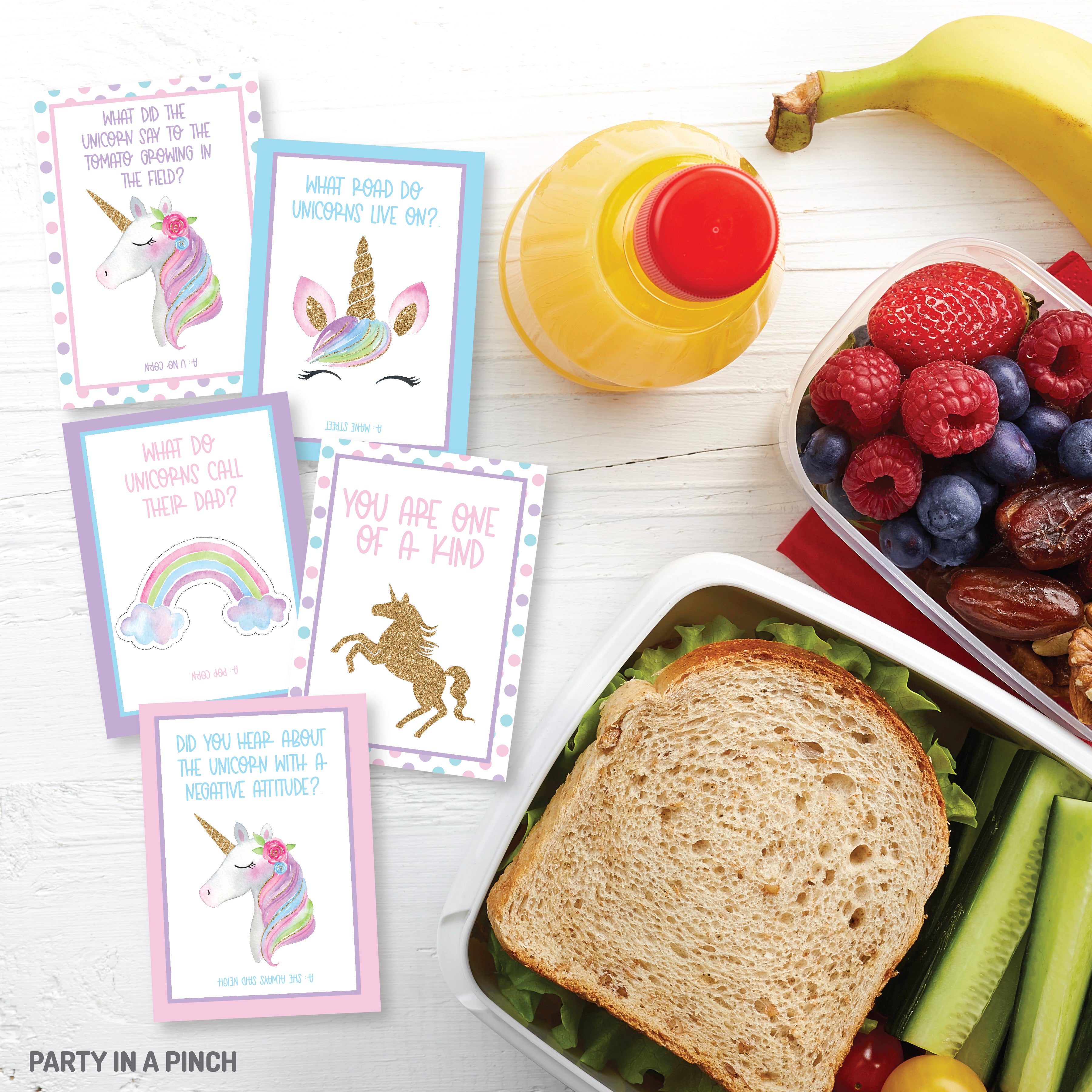 Unicorn Lunch Box Notes| Instant Download – Partyinapinch