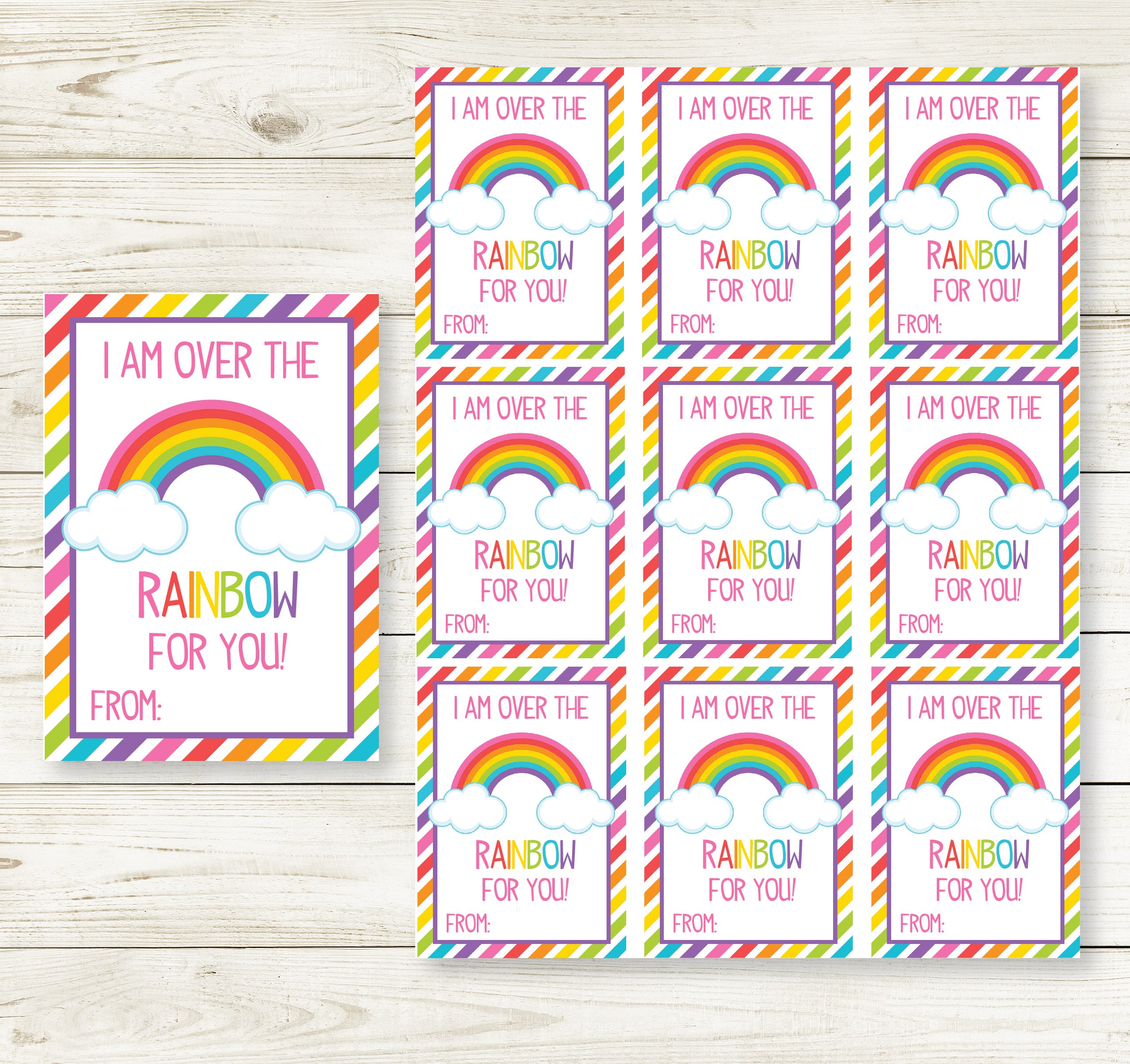 RAINBOW VALENTINE'S DAY PRINTABLE CARDS – Partyinapinch