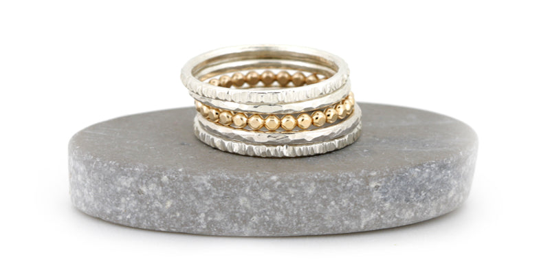 Silver and Gold mix stacking rings