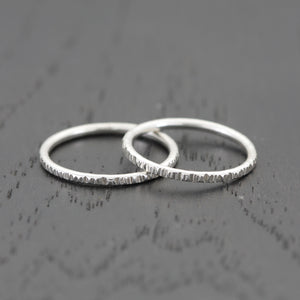 Hammered Sterling Silver Ring Band Stackable - RIPPLE