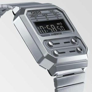 Casio Digitaluhr Armbanduhr Vintage A100WEL-1AEF Lederband